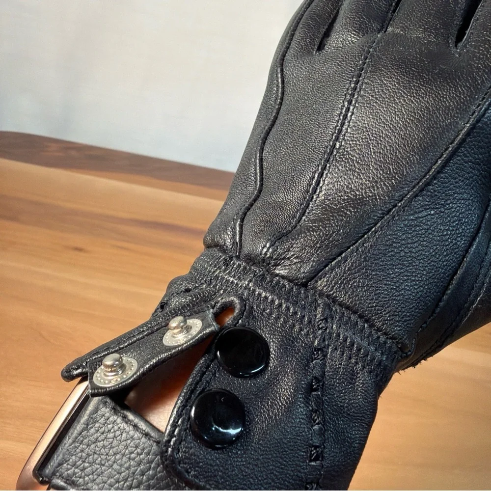 Women’s Lot (2) Gloves 100% Genuine Leather Lined Black‎ Unlink Red Sz 7 Driving